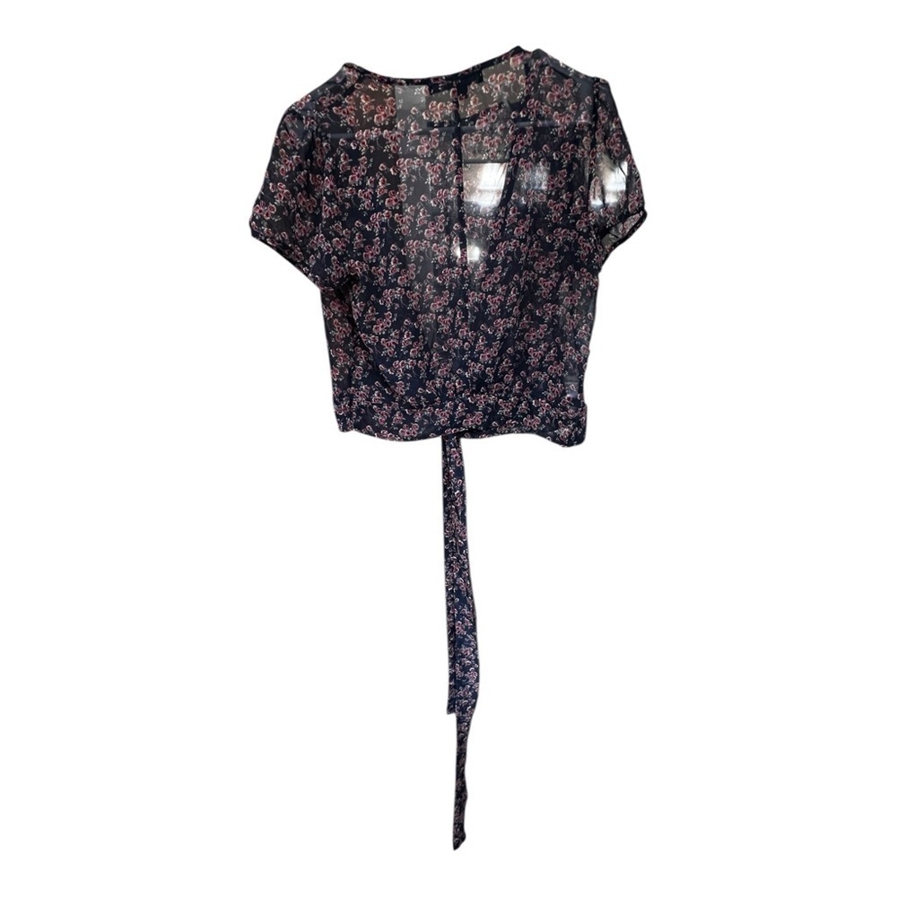 Forever 21 Black and Pink Floral Sheer Blouse - Picture 2 of 4